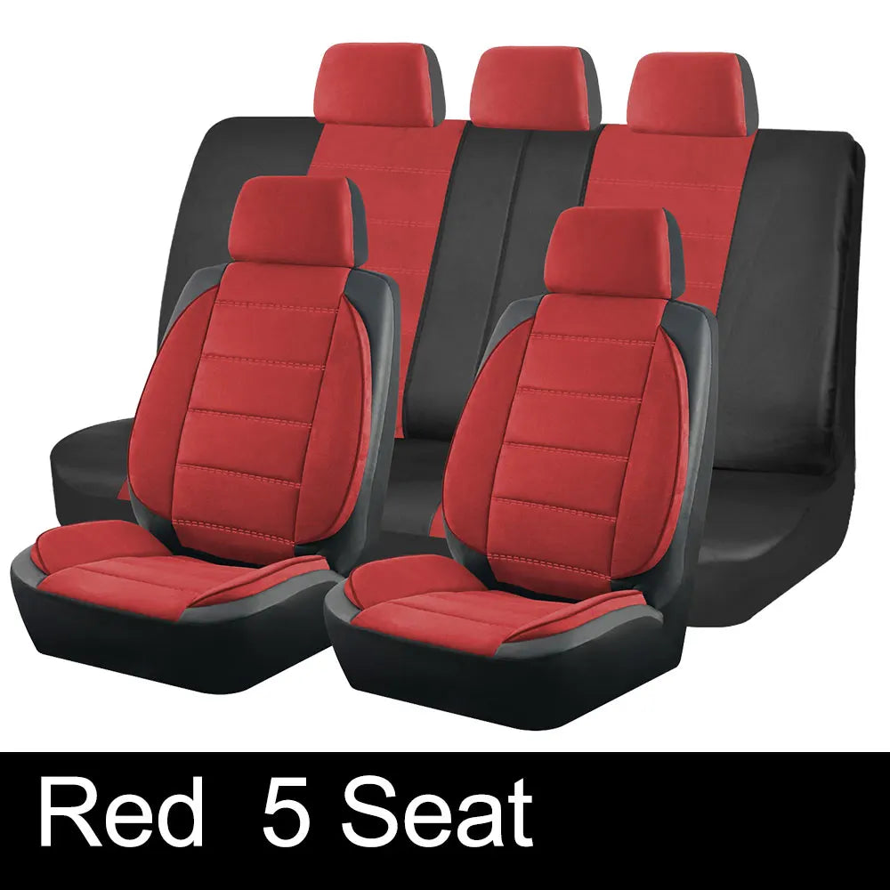 AUTOKING Universal Car Seat Covers Side Stereo Modeling Leather Fluff Car Seat Covers Fit For Most Car Accessories Interior