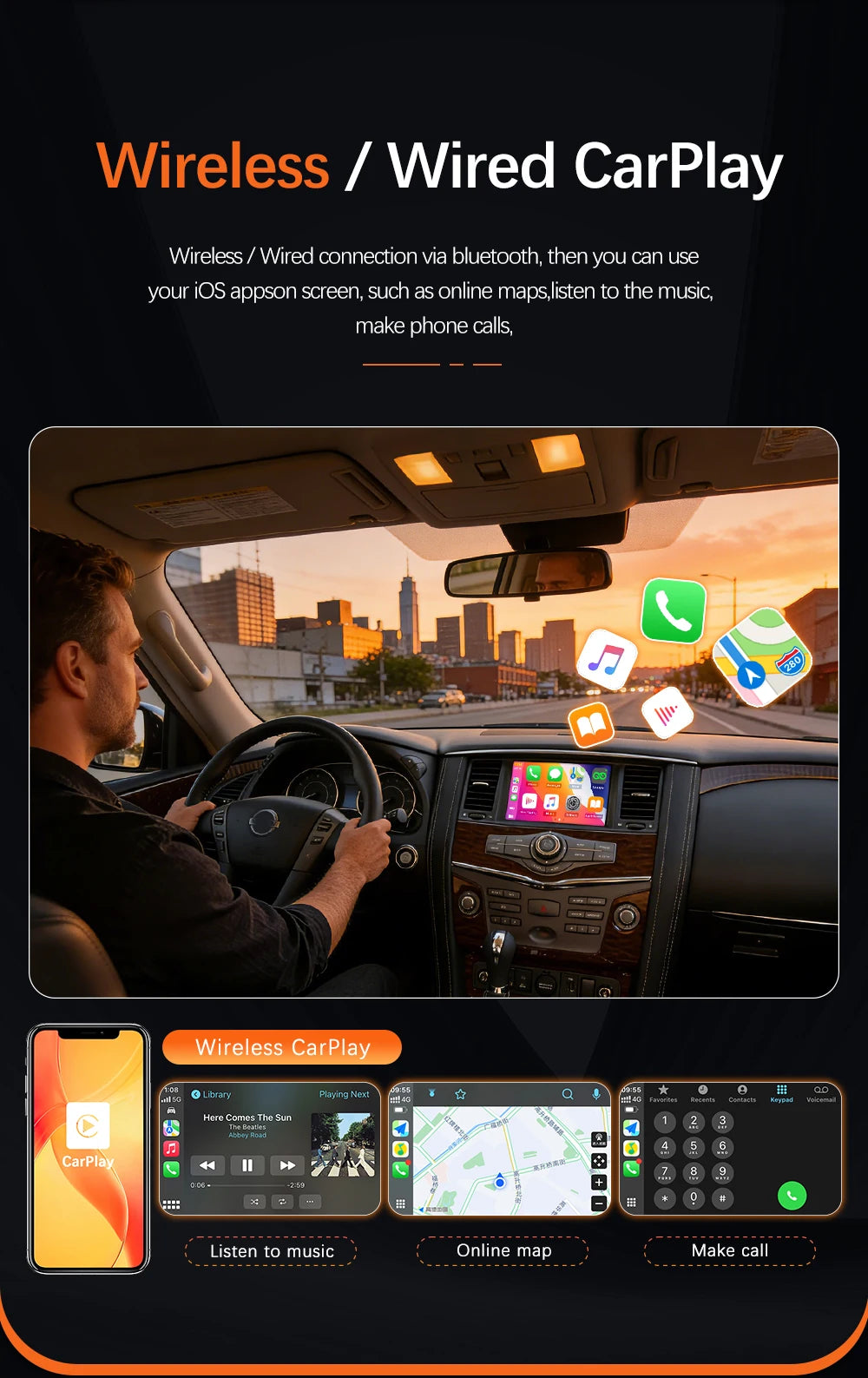 Wireless CarPlay Module For Nissan Pathfinder 2013-2019 QX60 QX70 QX80 Android Auto Car Play