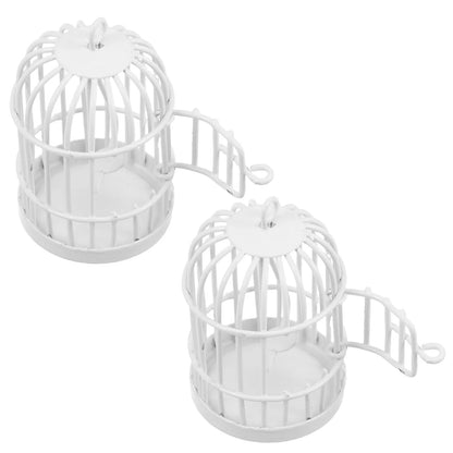 2Pcs Miniature Metal Birdcage Ornament Vintage Hanging Wire Cage Semi-Enclosed Design for Dollhouse Fairy Garden DIY Home