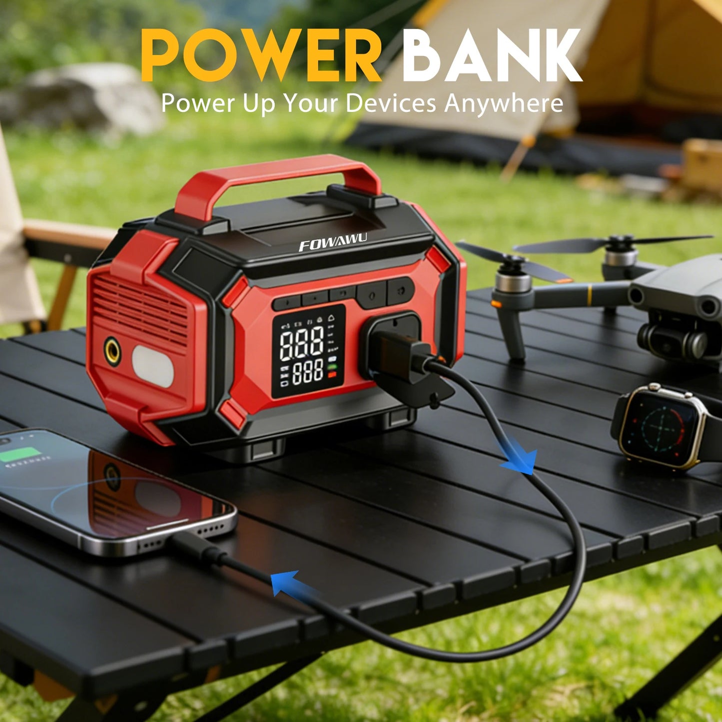 FOWAWU 8000A Jump Starter with Air Compressor, Car Battery Jumper Starter Power Bank