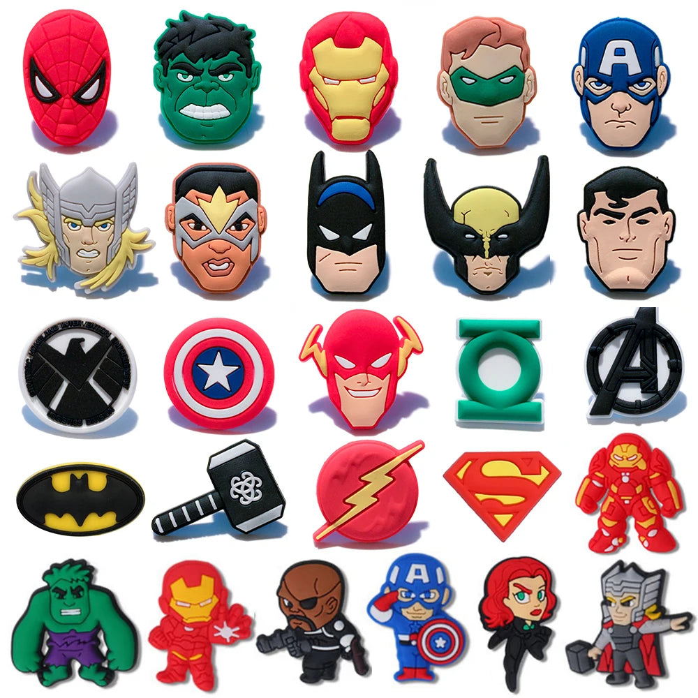 7-104Pcs Hot Toys Cartoon Series Shoe Charms for Clogs Sandals Decoration Shoes Accessories Buckle for Kids Friends Gift