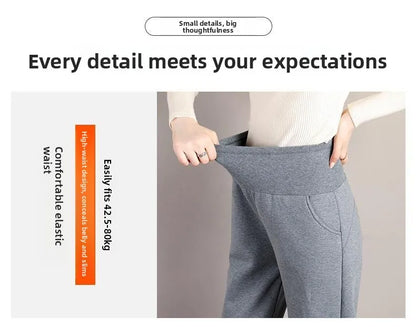 plus Size Fleece Lined Thickened Lamb Velvet Casual Slim Fit Pants Winter New Loose Warm Slimming Straight Leg Sweatpants