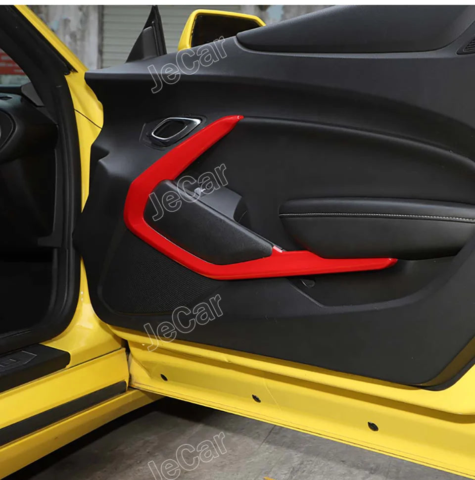 JeCar Carbon Fiber Car Interior Door Strips Decor Protect Cover Trim Stickers ABS For Chevy Camaro 2016 UP Inner Accessories
