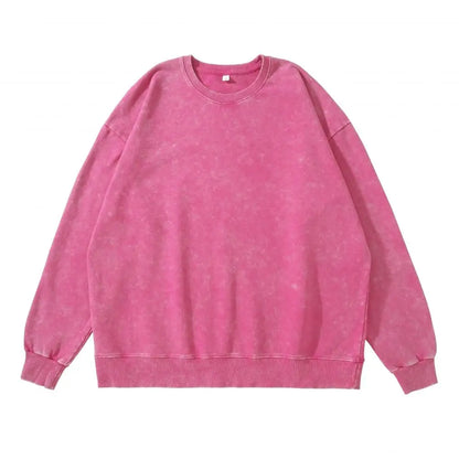 DIY Custom LOGO 100% Cotton Retro Washed Long Sleeve Men T Shirt Loose Oversized Streetwear Pullovers Autumn Sweatshirt Hoodies