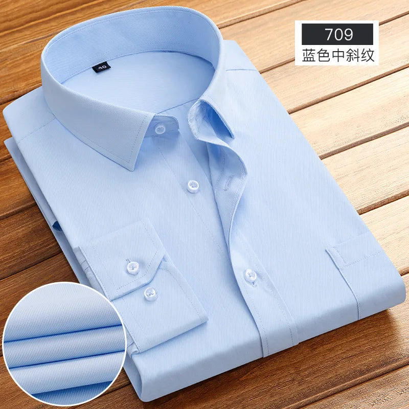 Men's Striped Long Sleeve Shirts 2026 Autumn Anti-wrinkle Business Shirt Fashion Casual Comfortable Breathe Slim Fit Shirts
