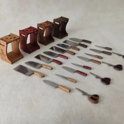 1:6 Doll House Mini Model Furniture Accessories Kitchen Solid Wood Cutting Tool Set Knife Scissors Bjd Blyth Soldier Lol Props