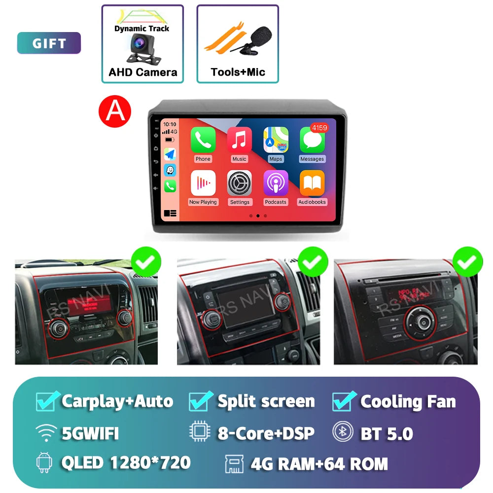 Android 15 For Fiat Ducato Peugeot Boxer Citroen Jumper 2006-2022 2K QLED Android Car Radio Multimedia stereo Player GPS CarPlay