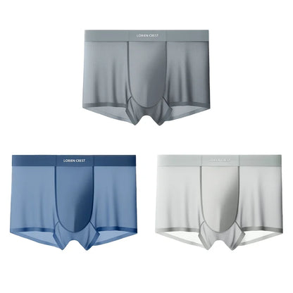 3pcs Men's 120S Ice Silk Seamless Briefs Breathable Mesh Antibacterial Quick Dry Underwear Mulberry Silk Crotch