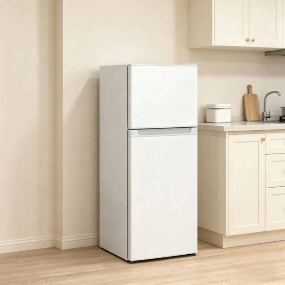 Compact 4 Cu.Ft Top-Freezer Refrigerator, Adjustable Thermostat, Reversible Door, Quiet Mini Fridge for Home, Dorm, Office, White