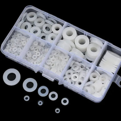 500Pcs M2 M2.5 M3 M4 M5 M6 M8 M10 White Plastic Nylon Flat Washer Flat Gasket Screw Bolt Insulation Washer Assembly Kit