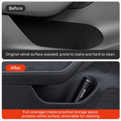 YZ For Tesla Model 3/Y/YL Highland Juniper Car Door Side Storage Box Front Rear Side TPE Door Storage Organizer Tray Accessories