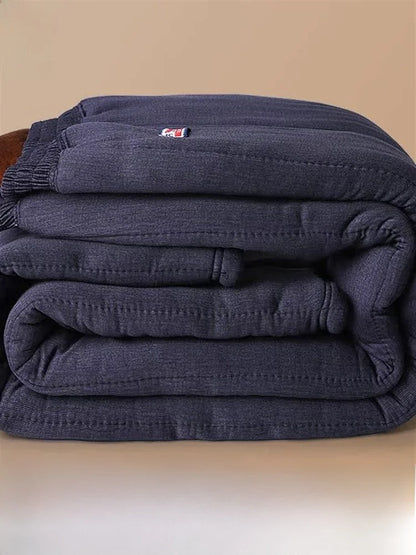Thickened Camel down Cotton Pants for Men Winter Warm Trousers Elderly Men's Underwear Base Layer Polyester Fiber Casual