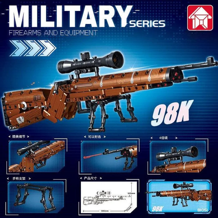 98K Building Blocks Gun Model, DIY Educational Assembly Toy, Creative Brick Set, Perfect Father’s Day Gift