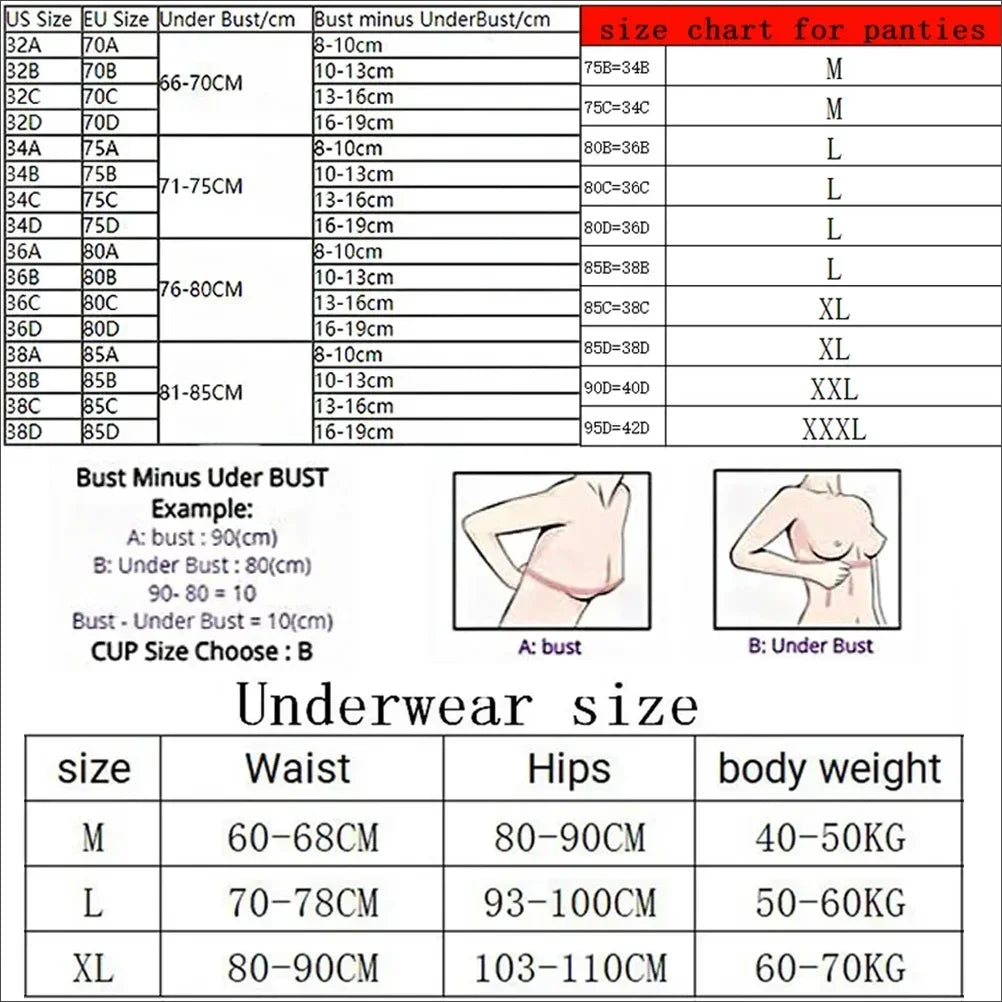 Victoria's Secret Lingerie Set Underwear Set Bras and Panty Set Women's Fashion Sexy Lingerie Sporty Padded Adjustable push up
