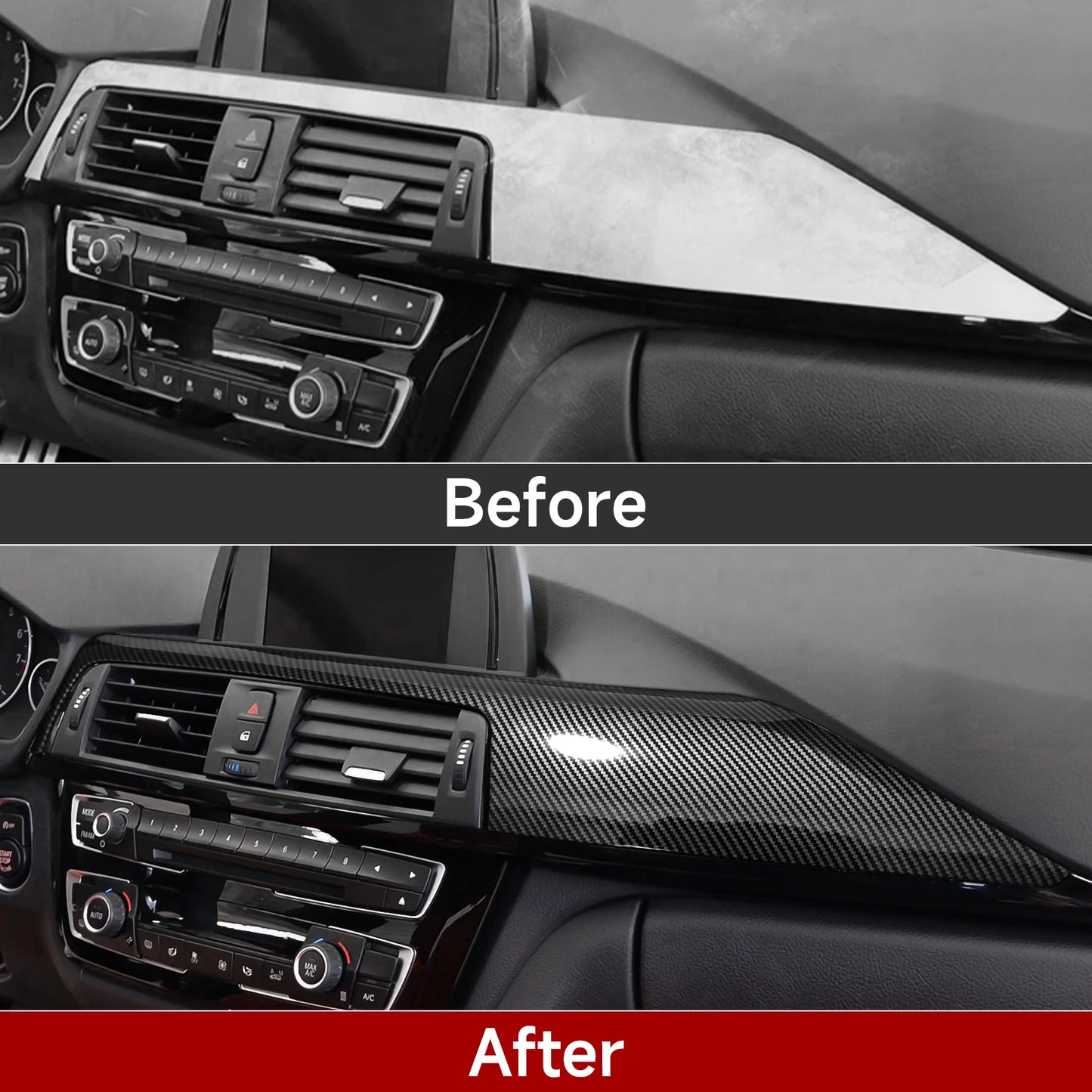 Car Center Console Dashboard Gear Shifter Panel For BMW F30 F31 F34 3GT F32 F33 F36 Trim Accessories, Carbon Fiber ABS Sticker