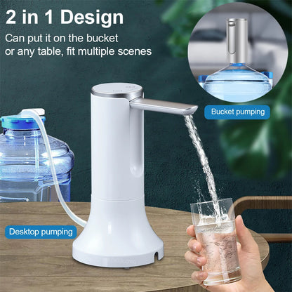 Electric Water Gallon Bottle Pump 19 Liters Foldable Water Dispenser Pump Rechargeable Automatic Desktop Drinking Water Pumps