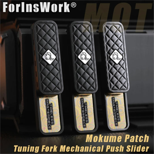 MOT Zirconium Mokume Patch FENGLING Tuning Fork Mechanical Push Slider Fidgets Slider Office Toys Fidget Slider Metal