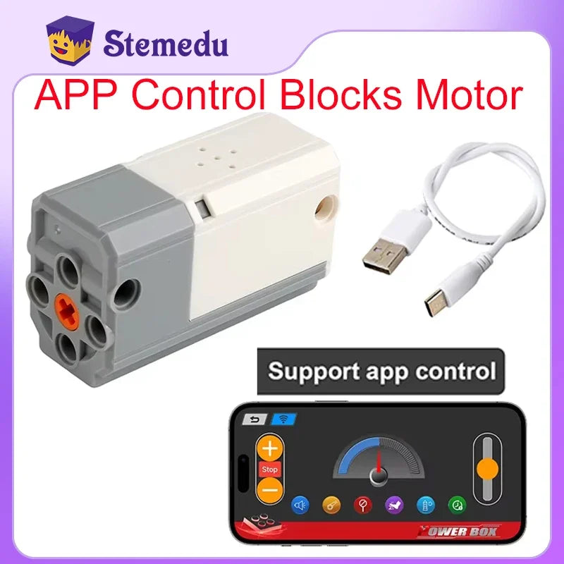 MOC Bluetooth-Pair Rechargeable Block M Motor 8883 APP Control Lithium Battery Motor with Legoeds Building Blocks PF Car Train
