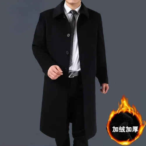 Autumn Winter 85% Cashmere Coat Men's Knee Long Woolen Jacket Business Casual Large Size Clothes Men Clothing Loose Warm Top 6XL