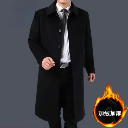 Autumn Winter 85% Cashmere Coat Men's Knee Long Woolen Jacket Business Casual Large Size Clothes Men Clothing Loose Warm Top 6XL