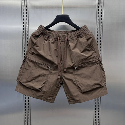 Loose Fit Men's Summer Workwear Shorts Casual Sporty Five Inch Length Trousers Comfortable Breathable Youth Fashion Green
