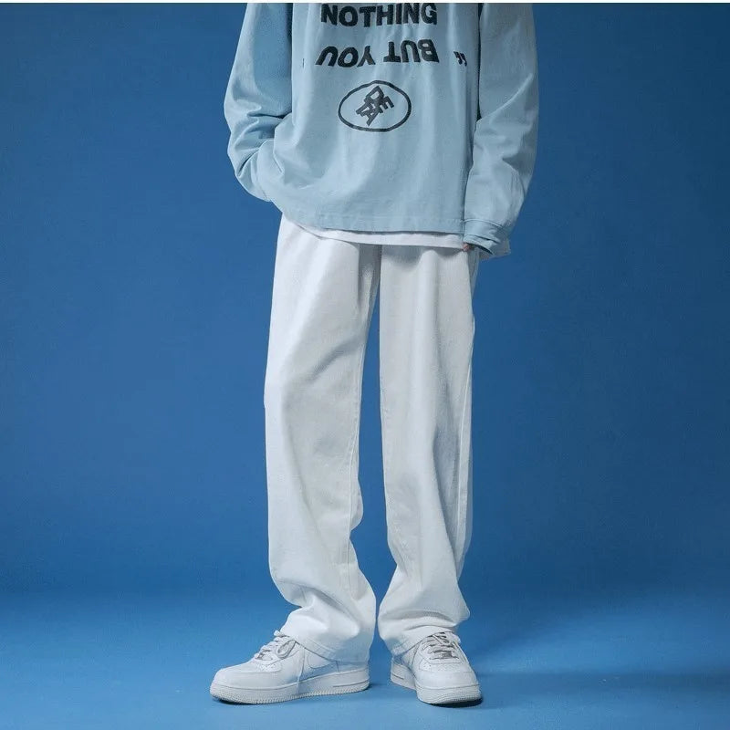 White Jeans Men Loose Denim Trousers Neutral straight pants pour hommes Wide Jeans Streetwear Casual Man Women Pants Bagy jeans