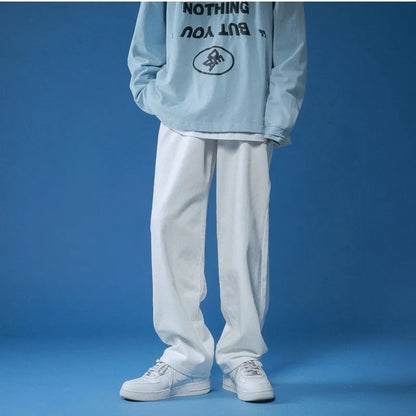White Jeans Men Loose Denim Trousers Neutral straight pants pour hommes Wide Jeans Streetwear Casual Man Women Pants Bagy jeans