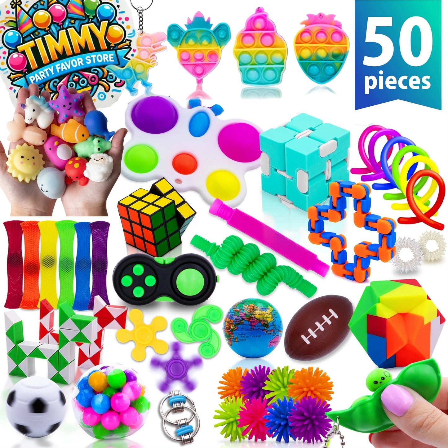 50/100 Pcs Fidget Toys, Party Favors for Kids 14+, Stocking Stuffers, Bulk Sensory Toys for Classroom Treasure Box Prizes