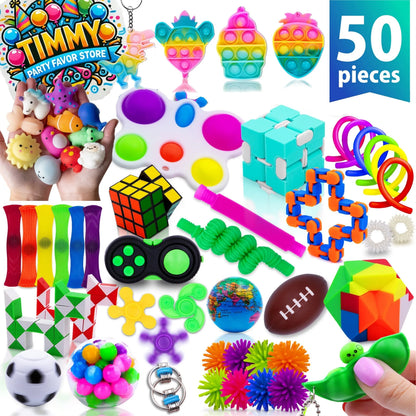 50/100 Pcs Fidget Toys, Party Favors for Kids 14+, Stocking Stuffers, Bulk Sensory Toys for Classroom Treasure Box Prizes