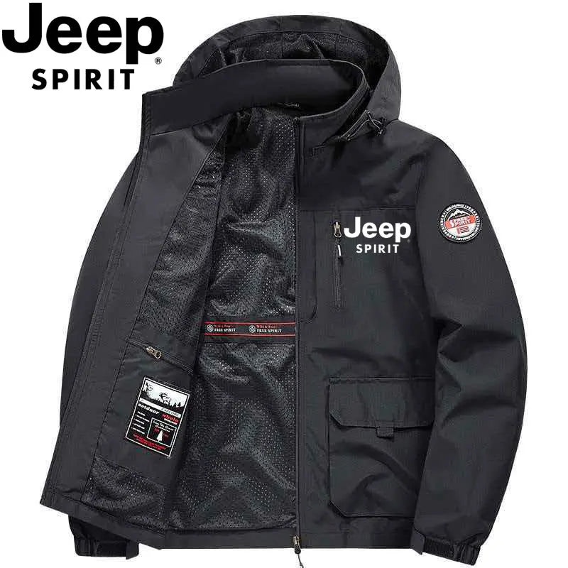 Jeep new high-quality 2026 men's windproof and waterproof lightweight multi-pocket fleece jacket, suitable for spring and autumn