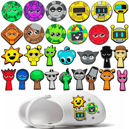 1-100PCS Sprunki Plush Game Shoe Charms Cute Cartoon Sandals Accessories DIY Clogs Shoe Decorations Boy Kids Gift