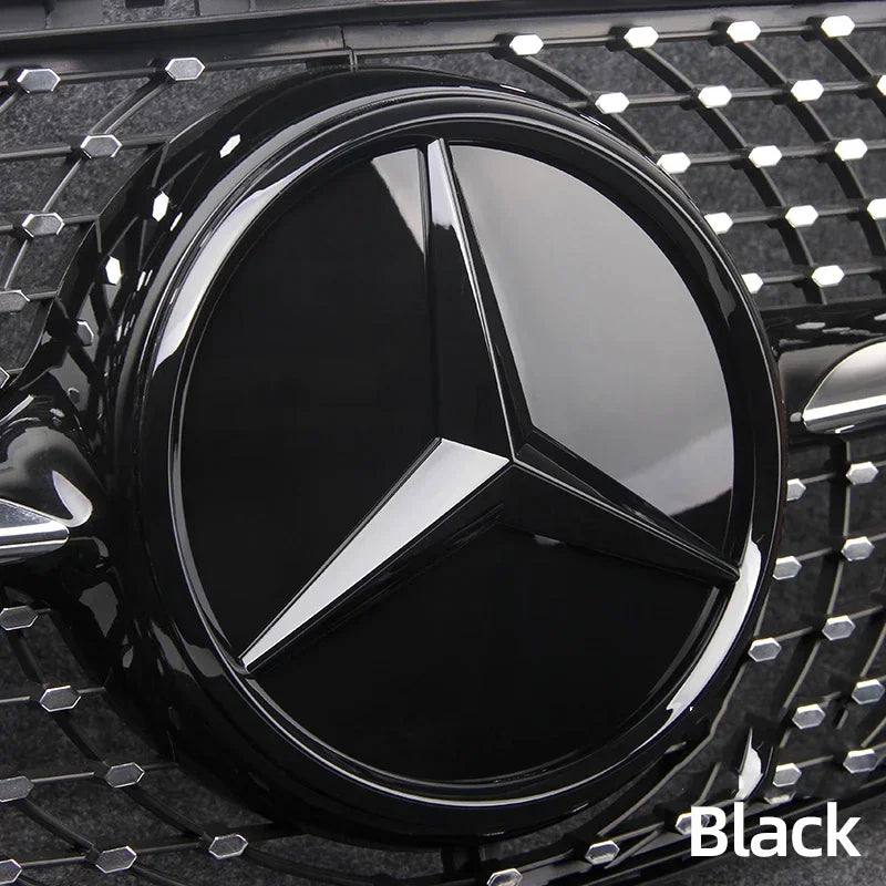 Car Front Grille Emblem Star Badge  Logo Chrome black Silver 3D Mirror Mercedes Benz Amg W205 W204 W253 W213 W206 W166 gle glc