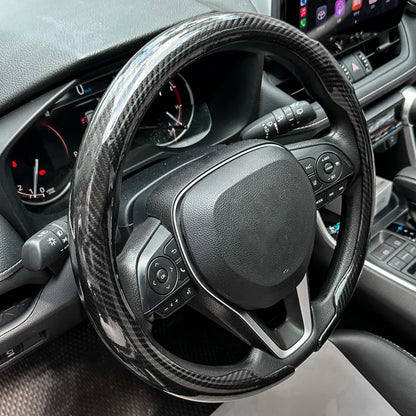 Universal Car Steering wheel cover Carbon Fiber Suede Fur Leather Styling Anti-slip Round shape Steering wheel Auto Accessories