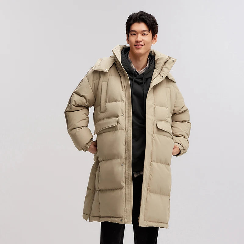 Semir Down Jacket Men Three-Resistant Mid-Length Outerwear 2024 New Contrasting Colors Sports Style Winter Outfit Thick Couple