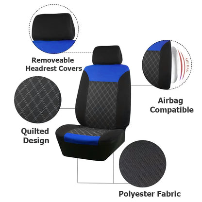 Car Seat Covers Double Line Embroidery Quilted Splicing Universal Size Fit For Most Car Polyester Fabric Seat Covers For Car