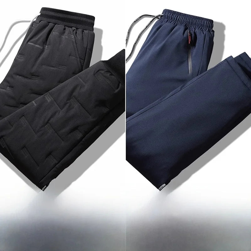TUCANO Men's Thickened down Cotton Pants Outdoor Winter Sports Wearable Long Trousers Youth Casual Straight Leg Multi Pocket