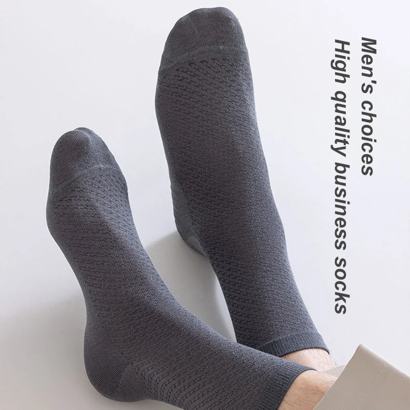 12Pairs Bamboo Fiber Socks Men Casual Business Mesh Breatheable Anti-Bacterial Comfortable High Quality Sock Male Size EU38-45