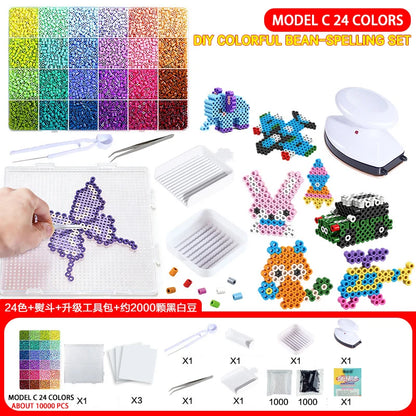 Creative Craft Kit: 24/48 Color 2.6mm Fuse Beads, Perler Iron Beads for 3D Art & DIY Projects, Educational Toy Gift for All Ages
