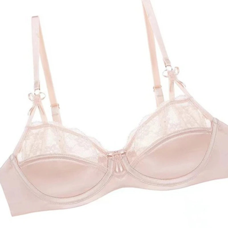 Thin Lace French Bra Set Women Minimizer Push Up Anti-Sagging Back Smoothing Side Support Comfort Sexy Daily Lingerie S-XL 32-38