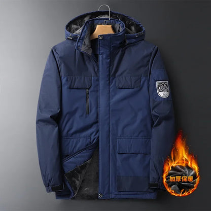 2025 9XL Mens Winter Jacket Fleece Lining Zip Hood Warm Parka Male Large Size Waterproof Big Extra Plus 8XL Windbreaker Mountain