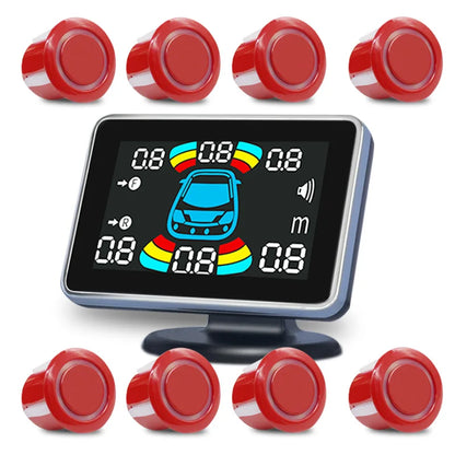 8 Parking Sensor Parktronic Car Automobile Reversing Backup Radar Electronics Rear Auto Detector Backing Assistance Kit Buzzer