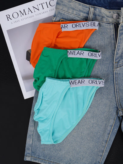3 PCS Men's Colorful Modal Briefs U Convex Pouch Elastic Waistband Soft Breathable Sexy Underwear