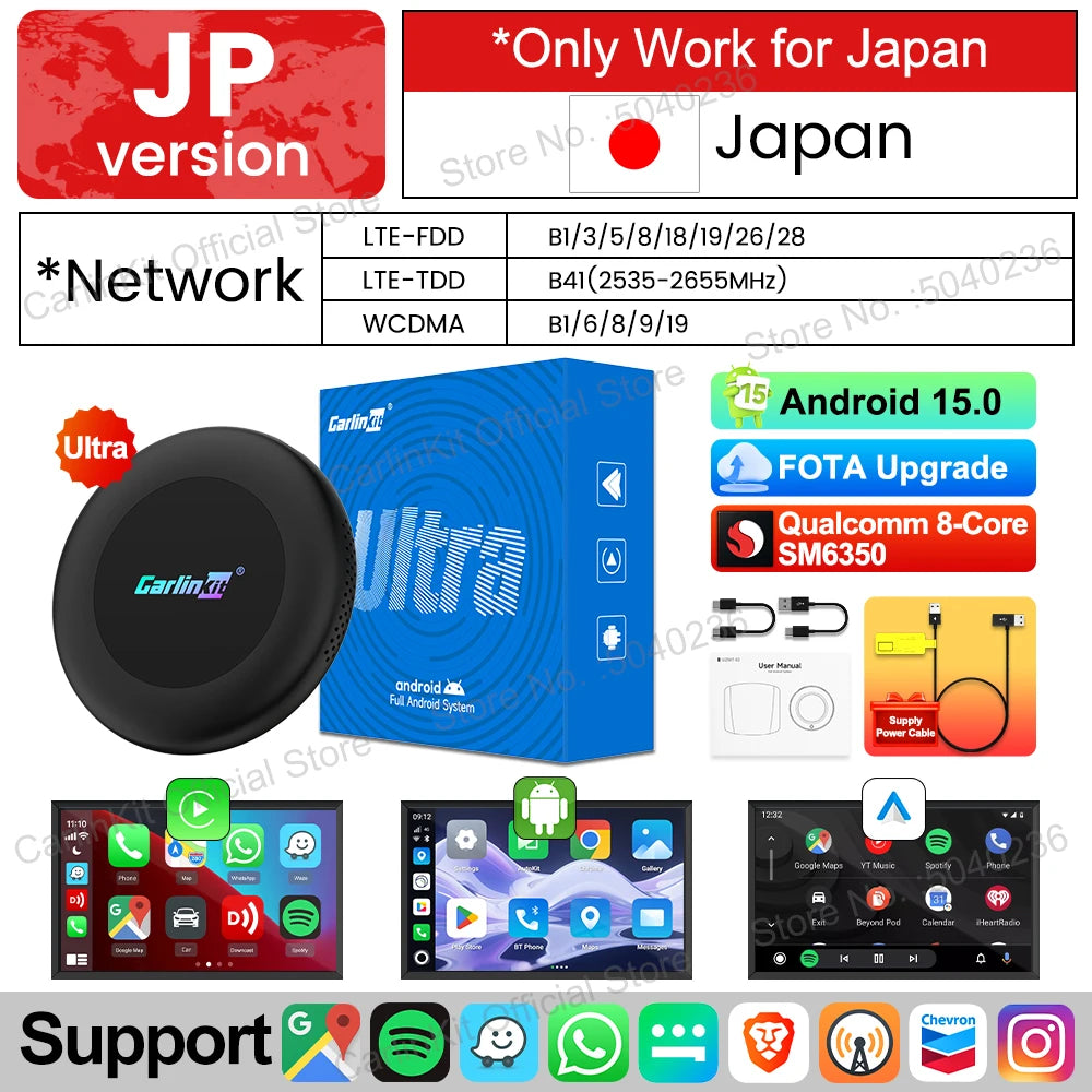 CarlinKit CarPlay Ai Box Android 15 Ultra2 SM6350 8GB+128GB Smart Android TV Box Wireless CarPlay Android Auto GPS For OEM Cars