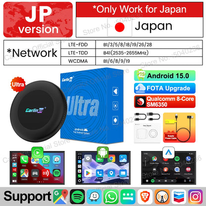 CarlinKit CarPlay Ai Box Android 15 Ultra2 SM6350 8GB+128GB Smart Android TV Box Wireless CarPlay Android Auto GPS For OEM Cars