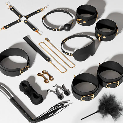 Sexy leather BDSM plush bondage bundle set blindfold handcuffs whip sex toys for women Nipple clip butt plug Exotic sex toys