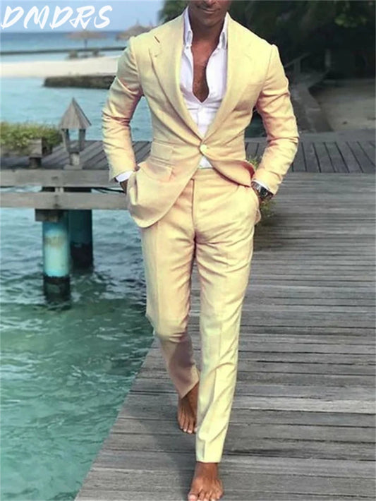 Handsome Multicolor Men Suits Slim Fit Formal Gentlemen Wedding Suits for Men Tuxedos Blazer 2 Pieces (JACKET+PANTS)