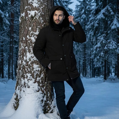 Men's New Hooded Winter Jacket, Premium Faux Suede Padded Lined Zippered Coat - Ultra Warm Urban Style for Chilly Days