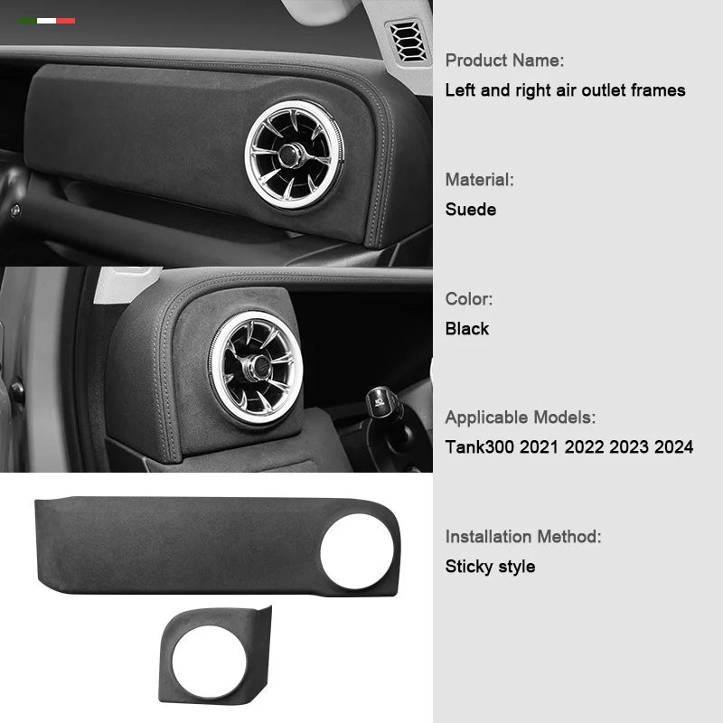 TOP Suede Car Interior Panel Trim Decoration For Great Wall WEY Tank 300 2021 2022 2023 Gear Shift Cover Modification Accessory