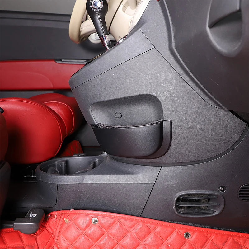 For Fiat 500 2011-2017 ABS black car center console side storage box mobile phone box key box car storage box accessories