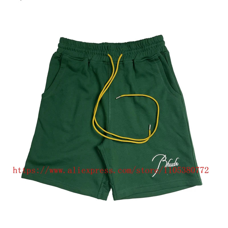 New Arrival RHUDE Print Casual Shorts Loose Street Shorts with Pockets Men's High Quality Shorts